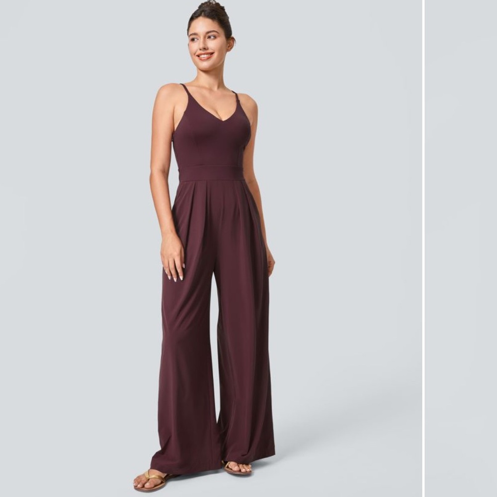 Halara Burgundy Breezeful Wide Leg Jumpsuit